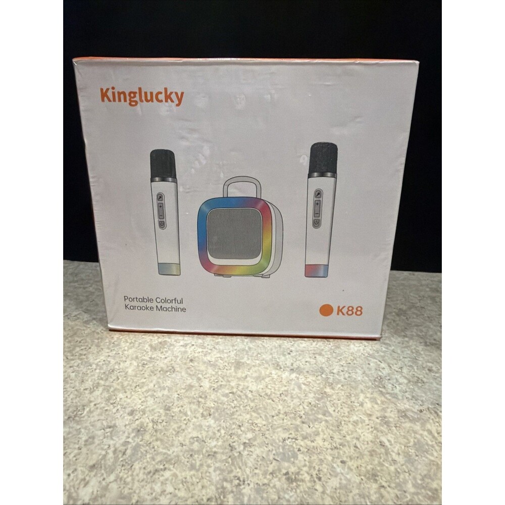 NEW Kinglucky K88 Portable colorful karaoke machine w/ 2 microphones